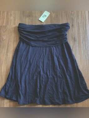 New Max Studio Women's Fold-Over Waist Jersey Skirt sz XS, Navy